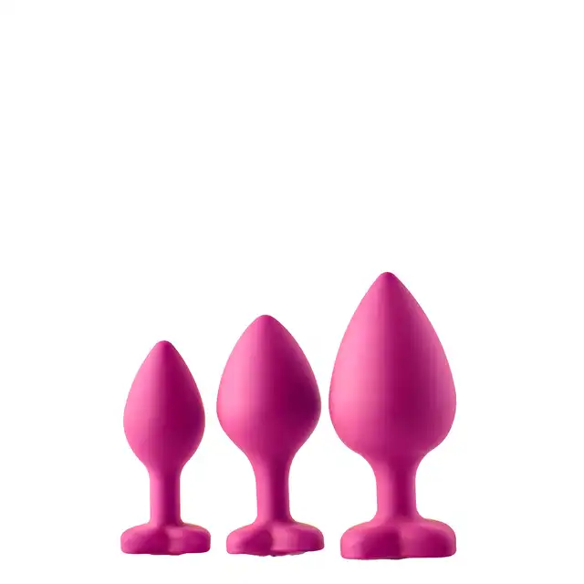 Dream Toys - Flirts Anal Training Kit. Zestaw uwodzicielskich korków analnych. Błyszczące klejnoty w kształcie serc.