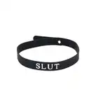 O-Products - Silicone Collar (SLUT) - silikonowa obroża z białym napisem SLUT. Regulowana szerokość