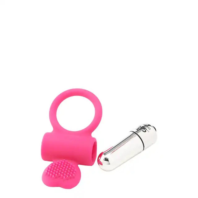 Dream Toys - Flirts Cockring Pink. Super rozciągliwy, wibrujący ring na penisa ze stymulatorem łechtaczki.