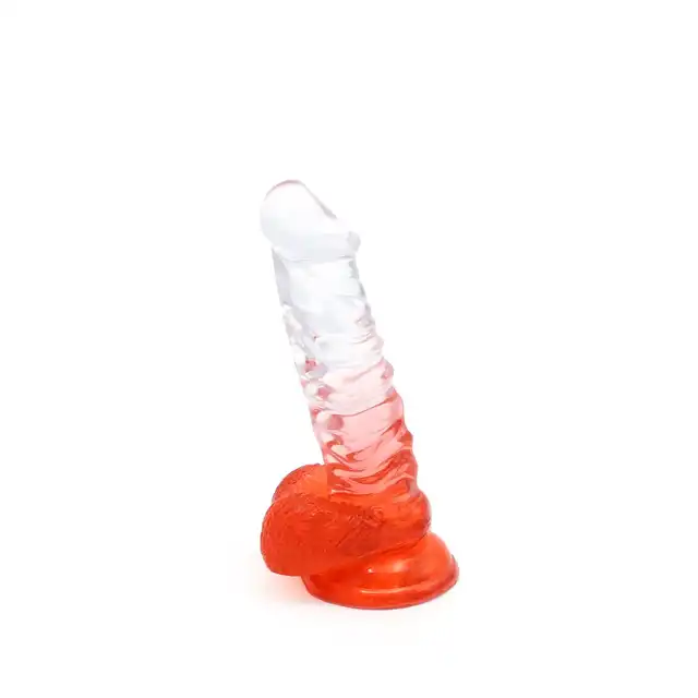 Kiotos Cox Color 02 - Clear - Red - dwukolorowe dildo, mocna przyssawka. Gwarancja jakości