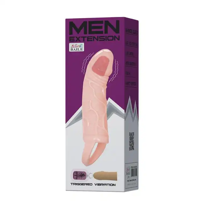 Baile - Max Extension Vibrating - realistyczna przedłużka na penisa z mini wibratorkiem. 