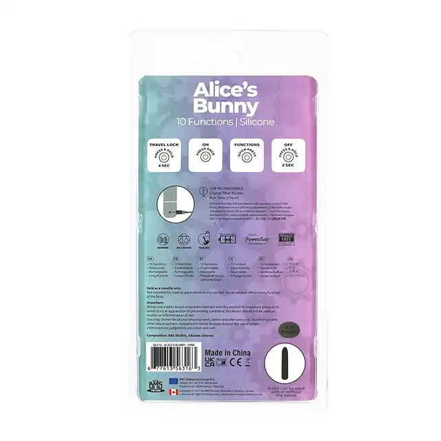 PowerBullet - Alice`s Bunny USB. Wibrator 2w1 o silnych wibracjach prosto z Krainy Czarów 