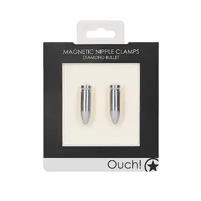 Ouch! - Magnetic Nipple Clamps - Diamond Bullet- unikatowe magnetyczne zaciski na sutki. Niesamowita przyjemność. Ostatnia sztuka!
