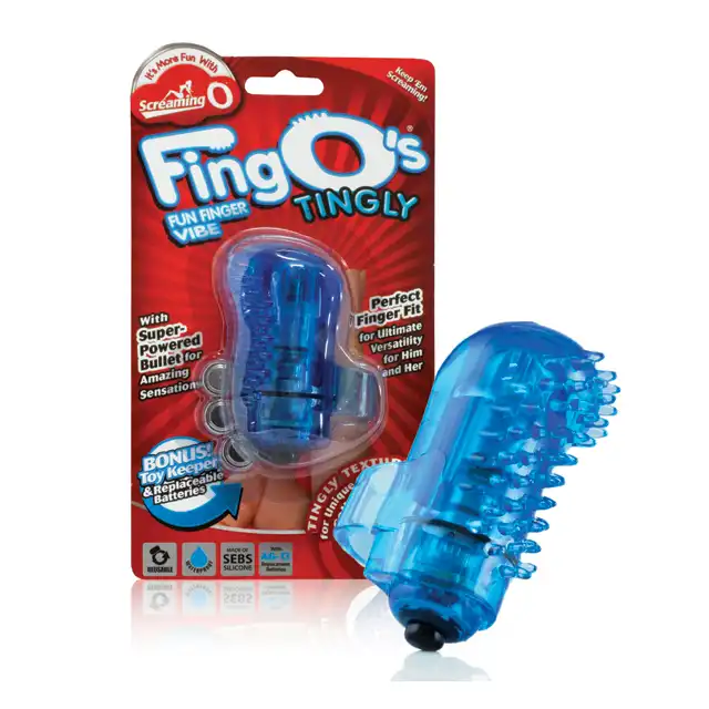 The Screaming O - Fingo Tingly Blue. Wibrator na palec z ekstra wypustkami stymulującymi 