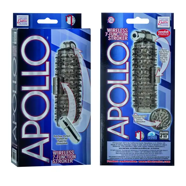 Apollo - Wireless 7-Function Stroker. Teksturowana nakładka na penisa z wibracjami