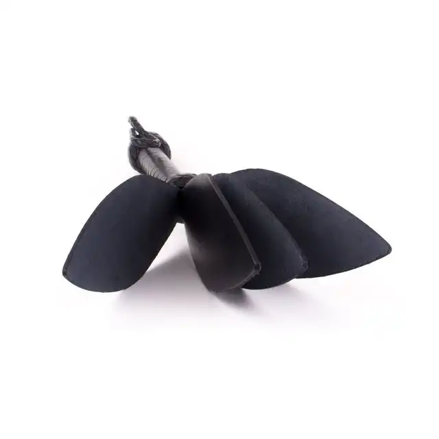 Kiotos - 3-Fold Spade Slaper Black Leather - czarny skórzany bat z solidną rączką