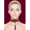Ouch Halo - Collar With Leash - Burgundy - ekskluzywna smycz z obrożą. Luksusowa sesja BDSM