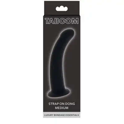 Taboom - Strap-On Dong M. Czarne, gładkie dildo dedykowane do uprzęży strapon. Gładka powierzchnia i idealna krzywizna