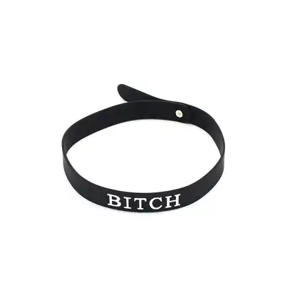 O-Products - Silicone Collar (BITCH) - silikonowa obroża z prowokującym napisem. Gładki silikon