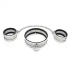 O-Products - Steel Large Collar &amp; Cuffs - zestaw kajdanek oraz obroży ze stali nierdzewnej. Wysoka jakość 