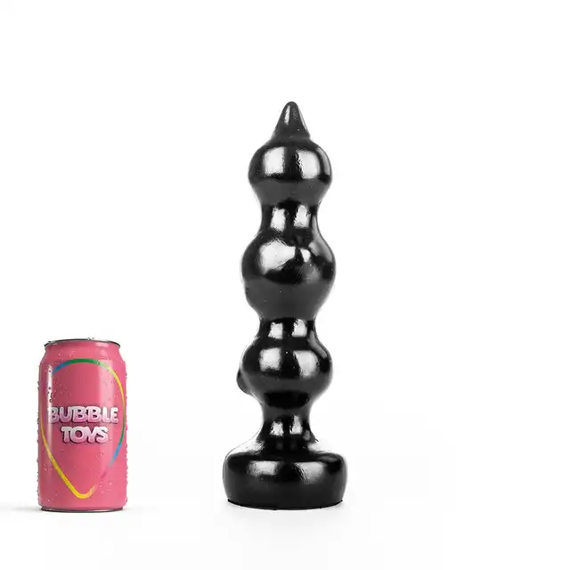Bubble Toys - PouLou Black. Doskonale teksturowane dildo 24 cm . Truskawkowy aromat
