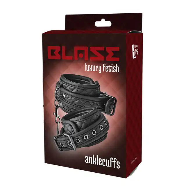 Dream Toys - Blaze Anklecuff Diamond Black - luksusowe kajdanki na kostki. Podkręcona sesja BDSM