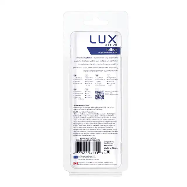 Lux Active - Tether Adjustable Cock Tie. Czarne lasso na penisa z motywem czaszki 