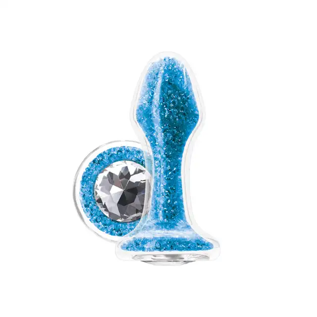  Ns Novelties - Stardust Glam Blue Unikatowo błyszczący korek analny z kryształkami Swarovskiego. 