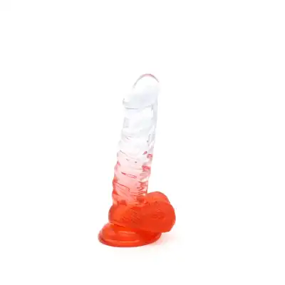 Kiotos Cox Color 02 - Clear - Red - dwukolorowe dildo, mocna przyssawka. Gwarancja jakości