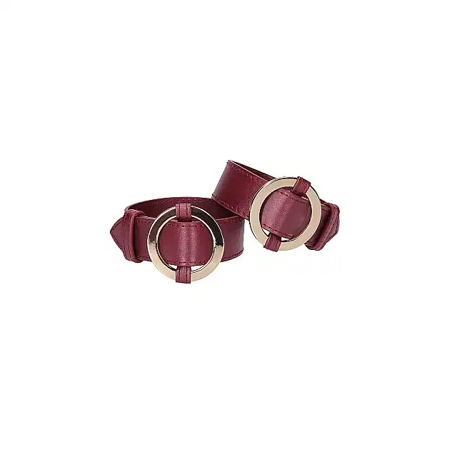 Ouch Halo - Wrist &amp; Ankle Cuffs - Burgundy - elegancki zestaw mankietów na nadgarstki lub kostki. Luksusowa sesja BDSM