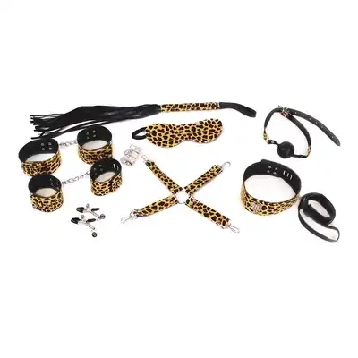 Kiotos - Bondage Set BDSM Leopard Kit - egzotyczny 9-częściowy zestaw do zniewalającego BDSM
