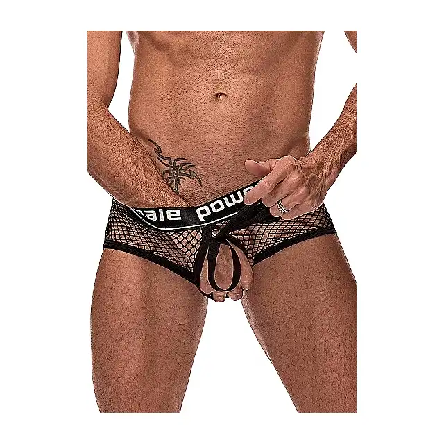 Male Power - `Cock Pit` Mini Cock Ring. Siateczkowe bokserki z ringiem na penisa rozmiar L