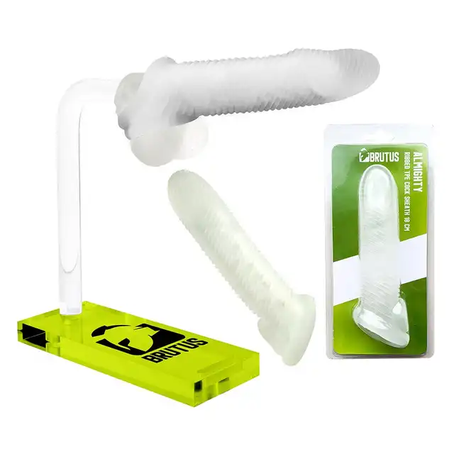 Brutus - Almighty Cock Sheath. Przyjemnie prążkowana nakładka na penisa 18 cm długości 