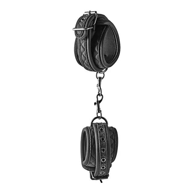 Dream Toys - Blaze Anklecuff Diamond Black - luksusowe kajdanki na kostki. Podkręcona sesja BDSM