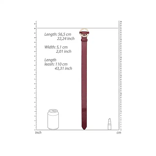 Ouch Halo - Collar With Leash - Burgundy - ekskluzywna smycz z obrożą. Luksusowa sesja BDSM