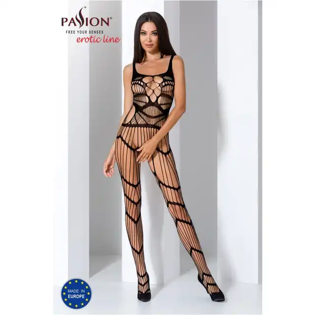 Passion - BS058 Bodystocking Black - wyjątkowo seksowny bodystocking w czarnym kolorze 