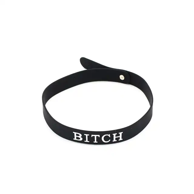 O-Products - Silicone Collar (BITCH) - silikonowa obroża z prowokującym napisem. Gładki silikon