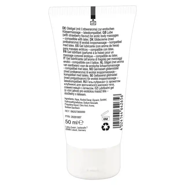 Lick it! - Strawberry 50ml - wodny, wegański żel truskawkowy do masażu intymnego