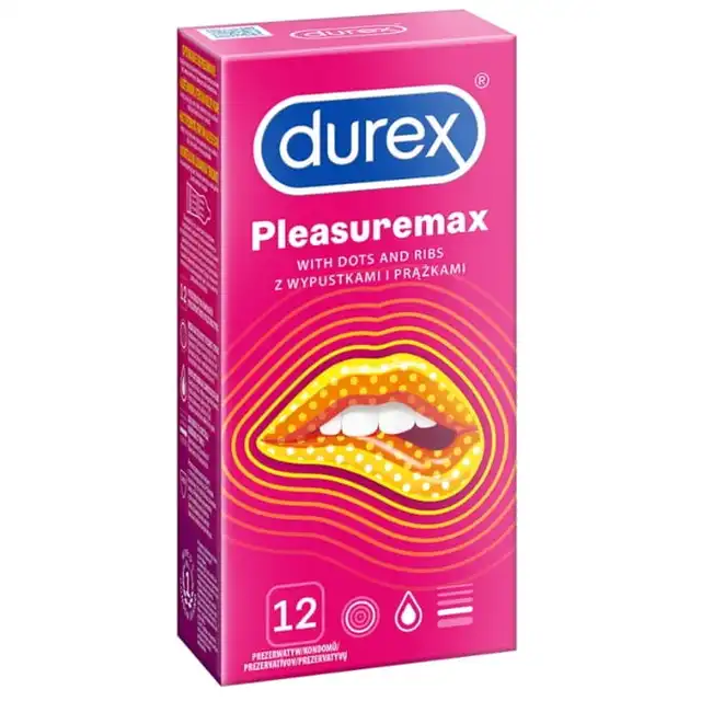 Durex - Pleasuremax 12 szt. - prezerwatywy z wypustkami i prążkami, większa stymulacja 