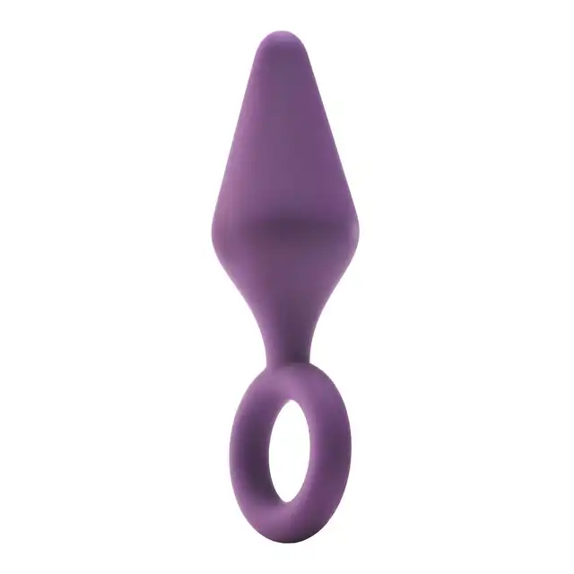 Dream Toys - Flirts Pull Plug Medium Purple. Średni nieziemsko uroczy, fioletowy korek analny. Pierścień na palec.