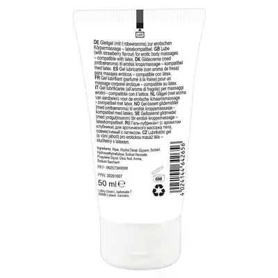 Lick it! - Strawberry 50ml - wodny, wegański żel truskawkowy do masażu intymnego