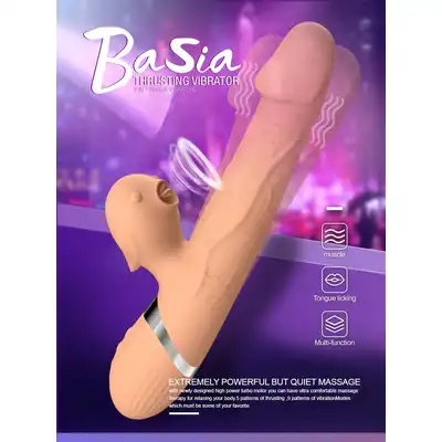 Wibrator-Basia Thrusting Vibrator 2 in 1 Tongue Vibrators USB