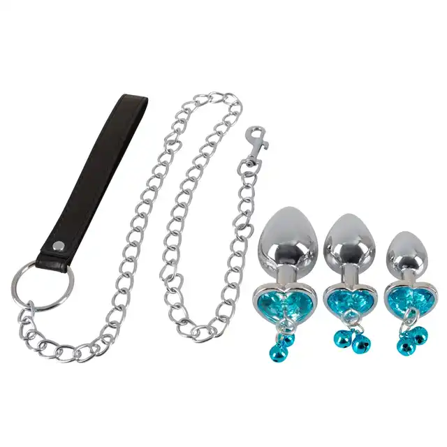 You2Toys - Butt Plug Set Leash. Mega zestaw korków analnych przypinanych do smyczy. 3 korki S,M,L. Innowacja 2022
