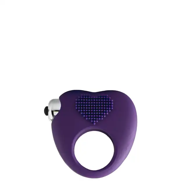 Dream Toys - Flirts Cockring Purple. Mega rozciągliwy, wibrujący ring na penisa ze stymulującymi wypustkami w kształcie serca.