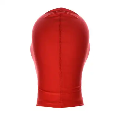  O-Products - Red BDSM Hood Blind. Idealnie zakrywająca twarz maska BDSM w kolorze czerwonym 