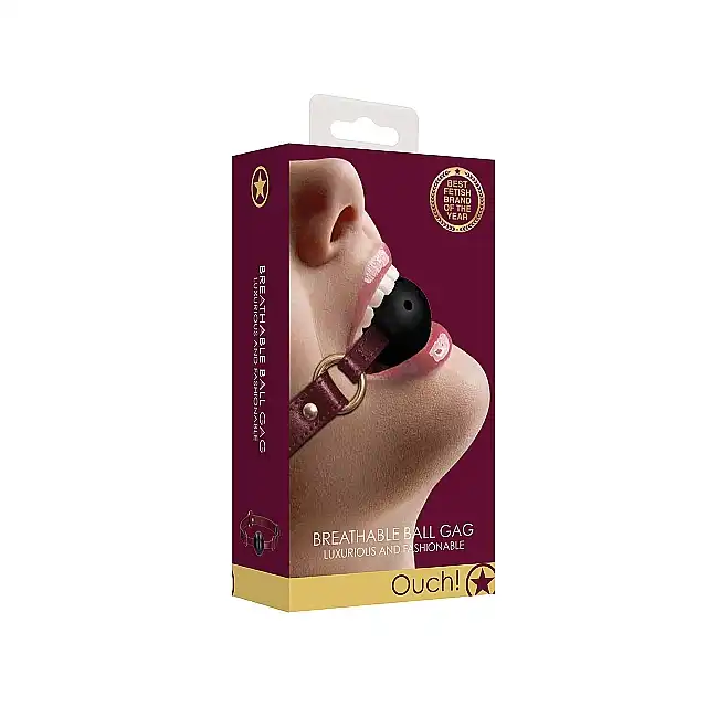 Ouch Halo - Breathable Ball Gag - Burgundy - stylowy gag. Luksusowa sesja BDSM