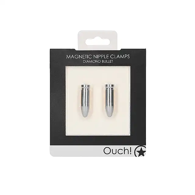 Ouch! - Magnetic Nipple Clamps - Diamond Bullet- unikatowe magnetyczne zaciski na sutki. Niesamowita przyjemność. Ostatnia sztuka!