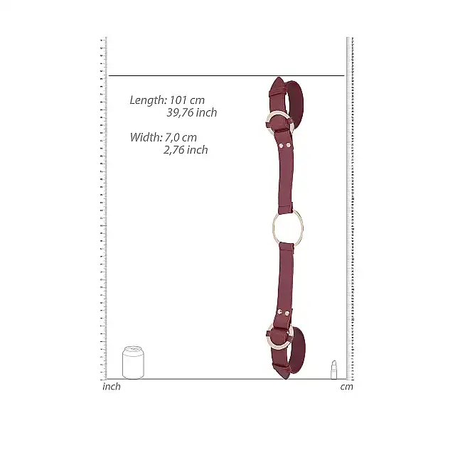 Ouch Halo - Handcuff With Connector - Burgundy - stylowy zestaw do zniewalania. Luksusowa sesja BDSM