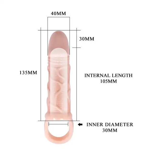 Baile - Max Extension Vibrating - realistyczna przedłużka na penisa z mini wibratorkiem. 