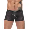 Male Power - Zip Pouch Short S. Czarne seksowne bokserki z ukośnym zamkiem 