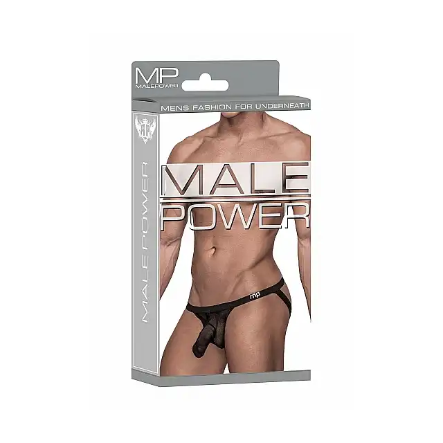 Male Power - Hose Thong S/M Black. Niezwykle seksowne, półtransparentne stringi męskie
