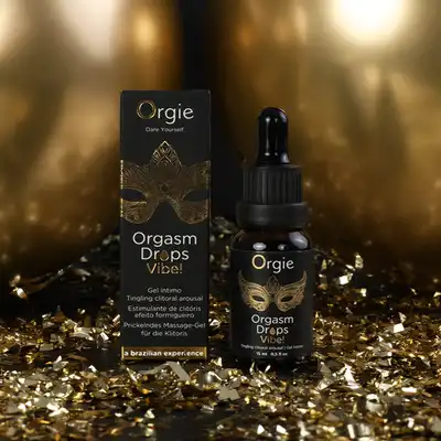Orgie - Orgasm Drops Vibe Peach 15 ml. Brzoskwiniowy, rozgrzewający żel do łechtaczki. Wzmacnia apetyt na miłość