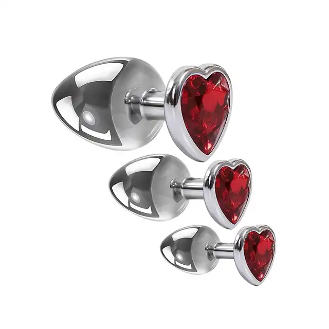 Adam&amp;Eve - Three Hearts Gem Plug Set. Progresywny zestaw plugów analnych z uroczymi serduszkami 