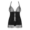 Obsessive -Chiccanta babydoll i stringi czarna S/M. Mega kobieca koszulka z ozdobnym serduszkiem na plecach. Mega sale!