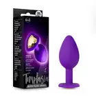 Temptasia - Bling Plug Small Purple. Mały silikonowy plug ze złotym kryształkiem w podstawie. Zabłyśnij przed partnerem