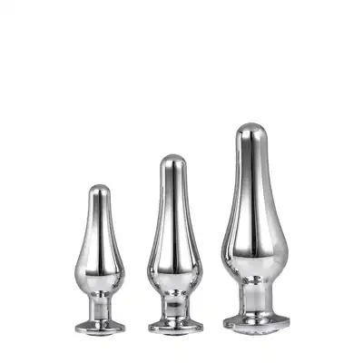 Dream Toys - Gleaming Love Pleasure Set Silver. Srebrny, smukły zestaw treningowy plugów analnych z kryształkami.