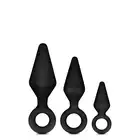 Blush - Anal Adventures Platinum Loop Plug Kit. Zestaw plugów analnych z pierścieniami. Dostarcz sobie przyjemności wyłącznie przy pomocy palca.