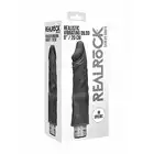 Shots - Realrock 20 cm Vibrating Dildo - Black - wibrujące, czarne dildo. Przyjemność gwarantowana. Mega Sale!
