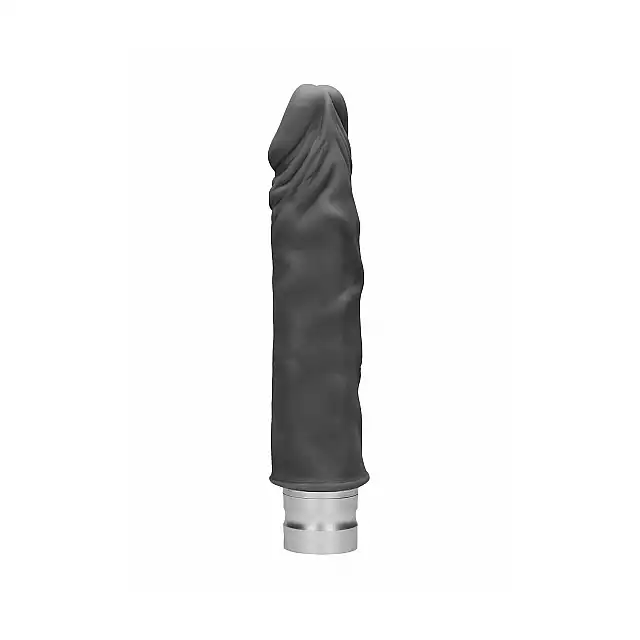 Shots - Realrock 20 cm Vibrating Dildo - Black - wibrujące, czarne dildo. Przyjemność gwarantowana. Mega Sale!