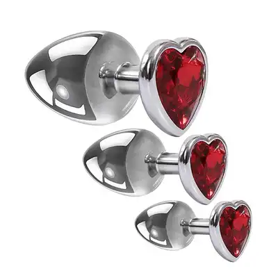 Adam&amp;Eve - Three Hearts Gem Plug Set. Progresywny zestaw plugów analnych z uroczymi serduszkami 